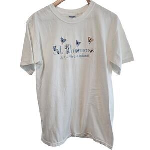 Vintage St. Thomas Butterfly Shirt Womens Med 90s Cottage Grandma Flowers Retro